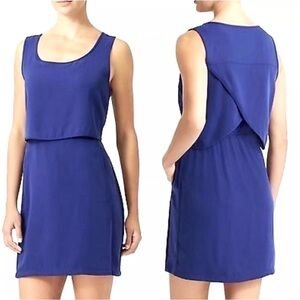 Athleta The Getaway Layered Dress Blue Sleeveless Mini Sporty Womens XXS